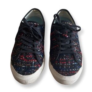 SeaVees Monteray Lace Up Low Top Sequin Tweed Sneakers